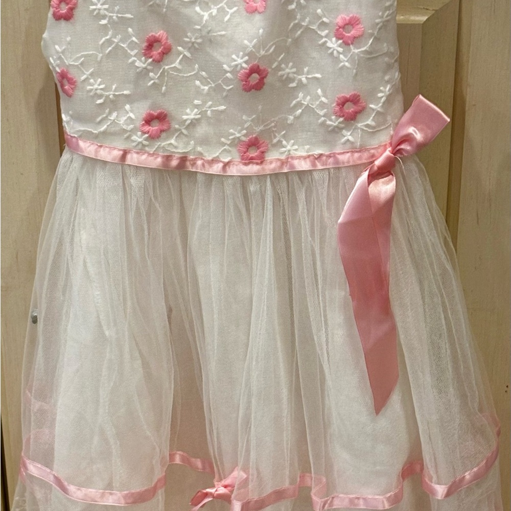 Girls White & Pink Floral Tulle Dress – Size 4T/5T (Boutique) - Picture 2 of 7